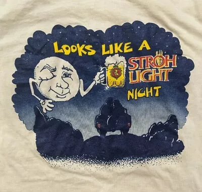 Vintage 80s Stroh Light Night Beer Promo T-shirt Adult Sz M Single Stitch  • $49.98