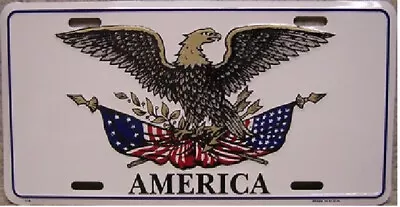 AMERICAN EAGLE PATRIOTIC USA WHITE Aluminum Embossed License Plate • $9.88