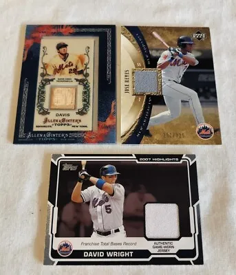 New York Mets Baseball Game Worn Jersey/Bat Cards D.Wright J.Reyes I.Davis • $4.49