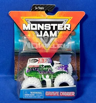 GRAVE DIGGER Monster Jam Vehicle 2019 Car FIGURE Poster 1:64 Truck WHITE TIRES • $66.45