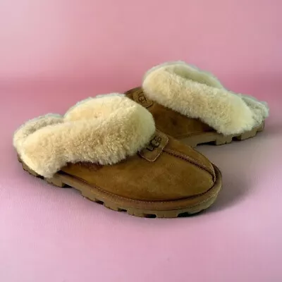 Authentic UGG Coquette 5125 Chestnut Brown Sheepskin Slippers Women’s US Size 10 • $49.99