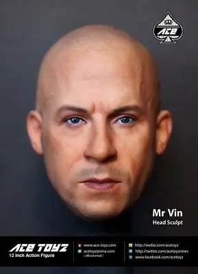 1/6 Vin Diesel Head Sculpt Carving Fit 12in Male Action Figure Body Collectible • $28.33