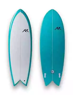 6'4  X 22.5  X 3  49.9L Retro Fish Twin Fin Shortboard Surfboard Coral Blue • $800