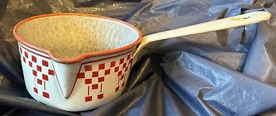 French Enamelware Red & White Checked Pot Pan • $34.95
