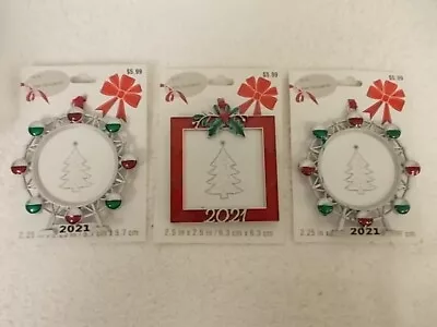 Lot Of 3 Studio Decor 2021 Metal Christmas Tree Holiday Ornament Frames New • $10.99
