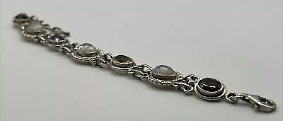 Nicky Butler Moonstone Citrine Garnet Sterling Silver Bracelet 925 8” 23.0g • $39.99