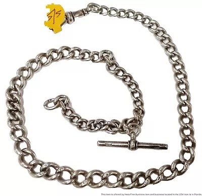 19th Century Vintage Sterling Silver Hallmarked 15.5 Inch Pocket Watch Chain • $129