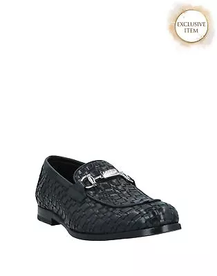 RRP€600 ROBERTO CAVALLI CLASS Leather Loafer Shoes US10 UK9 EU43 Horsebit Woven • £170