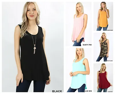 Womens Sleeveless T-Shirt Casual Basic Tunic TANK Top Long Loose Blouse S-3X • $8.36