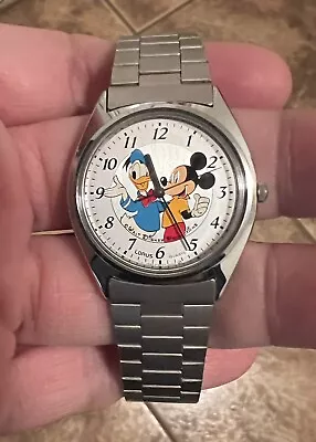 Vintage Lorus Mickey Mouse Donald Duck Wrist Watch Stainless Steel • $75