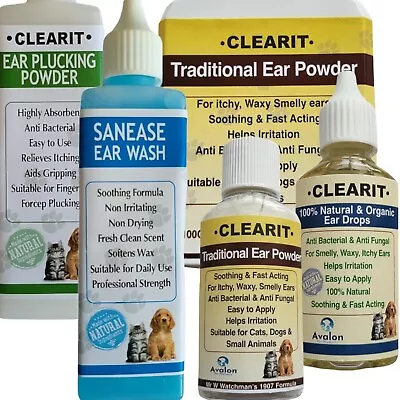 Clearit Pet Ear Care Range Mites Itching Wax Gunk Odour Headshaking Fast Acting • £28.99