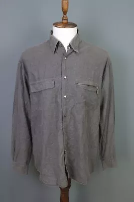 Vintage Versace Sport Brown Snap Up Long Sleeve Overshirt Pockets Shirt Size 54 • $220