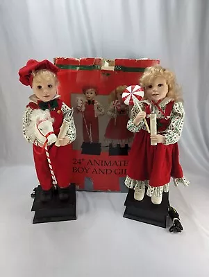 Traditions Animated Boy & Girl 24” Motionettes Vintage Christmas Holiday • $67.99