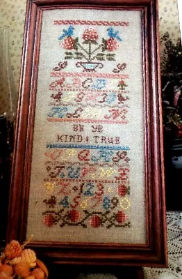 Cross Stitch Pattern Vintage SAMPLER Be Ye Kind And True Alphabet Numbers Fruit • $5.99