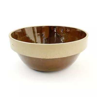 Macomb Stoneware Co Pottery Brown Bowl 12  Wide 5.1  Tall • $89