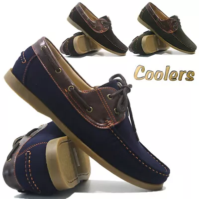 Mens Lace Up Walking Boat Deck Casual Comfort Driving Moccasin Loafer Shoes Size • £14.95