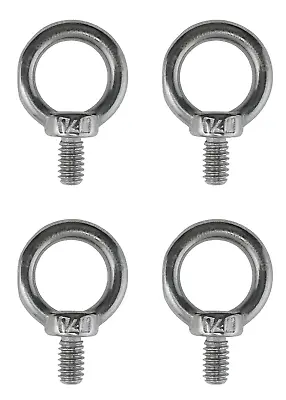 US Stainless 4 Pieces Stainless Steel 316 1/4  Lifting Eye Bolt 1/4  UNC Marine  • $19.28