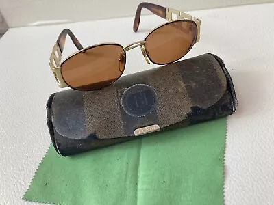 Vintage FENDI Occhiali Eyeglass / Sunglass Frame W/ Striped Case Italy Tortoise • $35