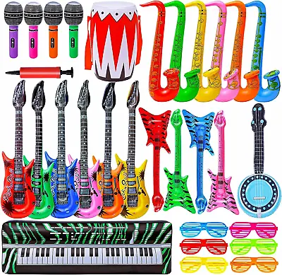 Inflatable Rock Star Toy Set 30 PCS 80S 90S Party Decorations Inflatable Party • $35.95