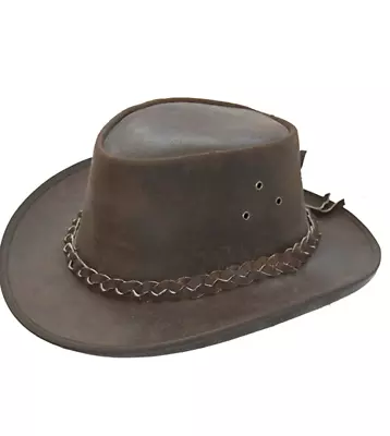 £15.07 • Buy Lifestyle Clothing Genuine Leather Australian Cowboy Bush Hat - Brown With Strap