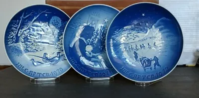 3 Vintage B&G Bing & Grondahl 7” Christmas Blue Plates Denmark 1970 71 72  • $30