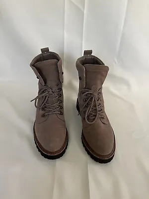 SANCTUARY Boots Womens Brown Suede Lug Sole Cushioned March Lace Up 10M Shoes • $30