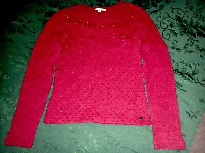 Miss Grant Girls RED GLITTERY Sweater Size 38 Made In Italy Wool Blend EUC • $13.99