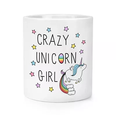 $52.04 • Buy Crazy Unicorn Girl Makeup Brush Pencil Pot - Funny Rainbows