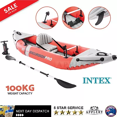 Inflatable Pro Kayak W Aluminium Oars & Pump Outdoor Boating Fishing Orange/Grey • $410.76