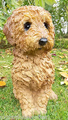 Garden Ornament Labradoodle Dog Statues Sculpture Outdoor Figurine Resin Puppy • £30.98