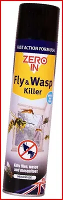 ZERO IN FLY & WASP KILLER AEROSOL CONTROLS FLYING INSECTS 300ml X 2 • £7.49