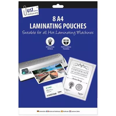 8x A4 LAMINATOR SLEEVES 140 Micron Thick Document Certificate Thermal Seal Pouch • £6.99