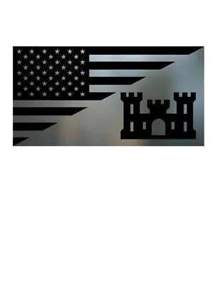 Usa Flag United States Army Engineer Tactical Metallic Chrome Vinyl Decal • $3.99