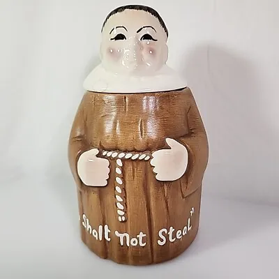 1964 DEFOREST OF CALIFORNIA Ceramic Monk Friar COOKIE JAR THOU SHALT NOT STEAL • $79.85