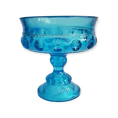 Vintage Blue Molded Glass Footed Candy Dish Pedestal Compote Bowl Goblet  • $20