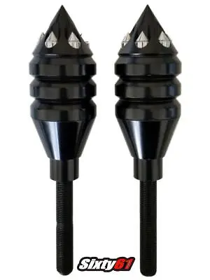 Suzuki GSXR 1000 Black And Chrome Spike Spiked Frame Sliders And Mounting Kit • $59.99