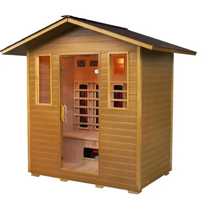 Outdoor Infrared Sauna 4 Person Ceramic Heaters 8 Rapid Canadian Hemlock Wood • $3790.10