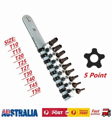 $28.90 • Buy 9PCS 5-POINT STAR TORX Tamper-Proof Security Bit Socke Set Car & Motorcycle Tool