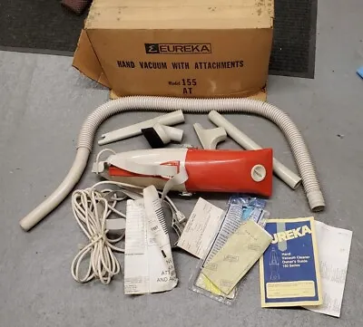 Vintage EUREKA HAND VACUUM CLEANER 155 AT With ATTACHMENTS In BOX • $57.75