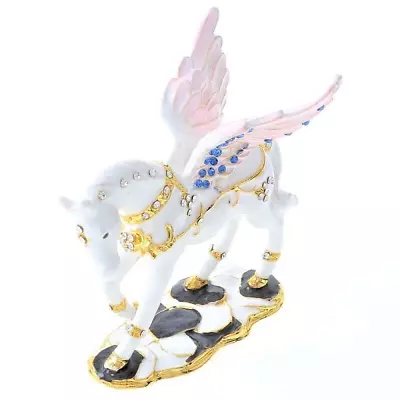 Trinket Box Jeweled Rhinestone Gift Pegasus Horse Hidged Trinket Box • $22.40