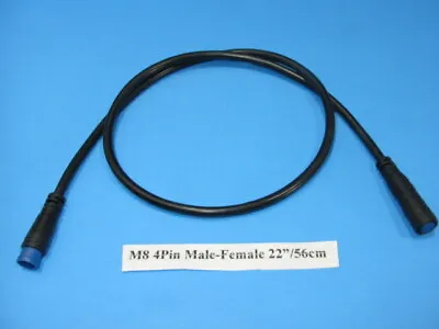 M8 4Pin Blue Waterproof Connector Male-Female 22 /56cm Extension Cable EBike  • $11.99