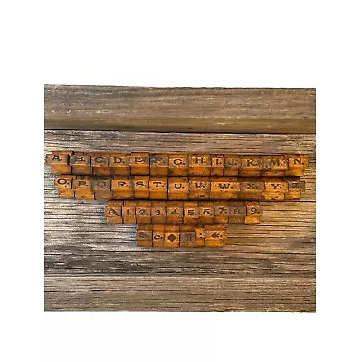 Vintage Wood Block Stamps Alphabet Numbers Symbols Punctuation Lot Of 41 • $35