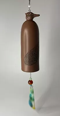 Signed Stoneware Clay Wind Chime Bell Dragonfly Wing Pattern By Earthwind Bells? • $56.21