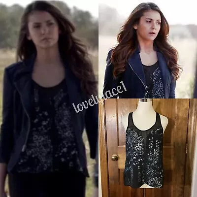 Silence & Noise Sheer-Inset Slit Back Tank Top SA ASO Elena Gilbert TVD • £51.08