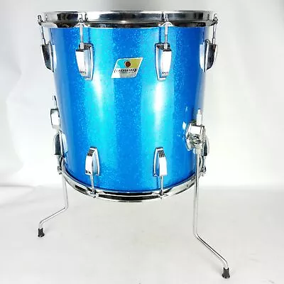 Ludwig 14x14 Foor Tom Drum Blue Sparkle Vintage 70s 3Ply Maple Jazzette/Downbeat • $795