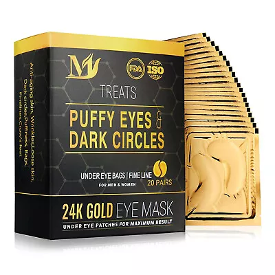  Under Eye Patches24K GOLD Pads For Puffy Eyes & Bags Dark Circles And Wrinkle • $9.49