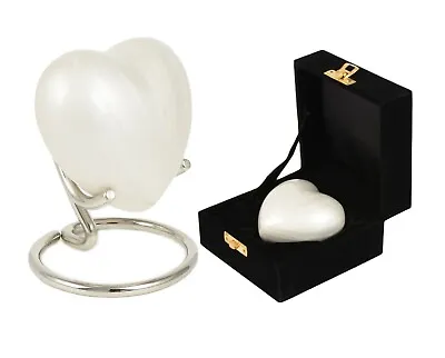 Mini Keepsake Cremation Urn For Ashes White Token Heart Human Pet Memorial Urn  • £32.99