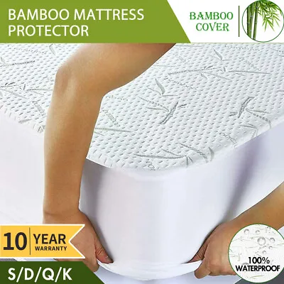 $33.49 • Buy Extra Deep Bamboo Mattress Protector Matress Waterproof Fitted Sheet All Sizes