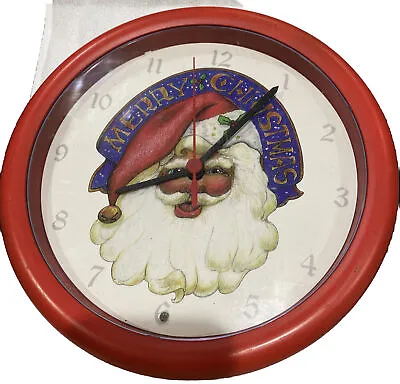 Midwestern Home Products Santa Claus Musical 9.5” Clock Decor Uses AA Batteries • $14