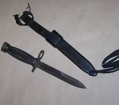 Vintage Military Knife Bayonet M7BOC USA + Scabbard Sheath Genuine USA Issue • $79.90